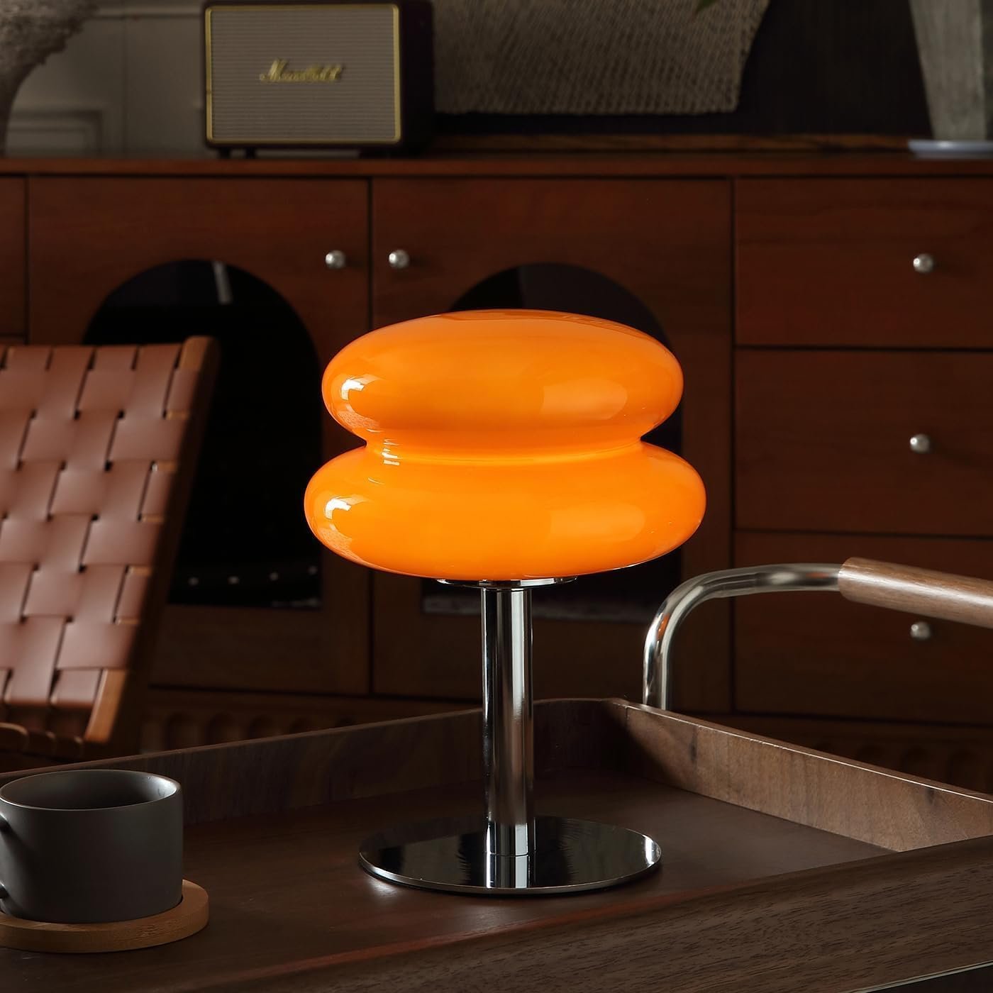 Glivpny Mushroom Table Lamp, Mid Century Modern Decor (Orange)